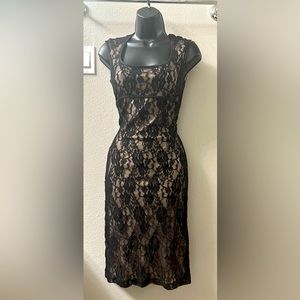 Black lace slip dress